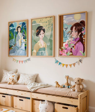 Ensemble d’illustrations de femmes asiatiques avec des éléments naturels