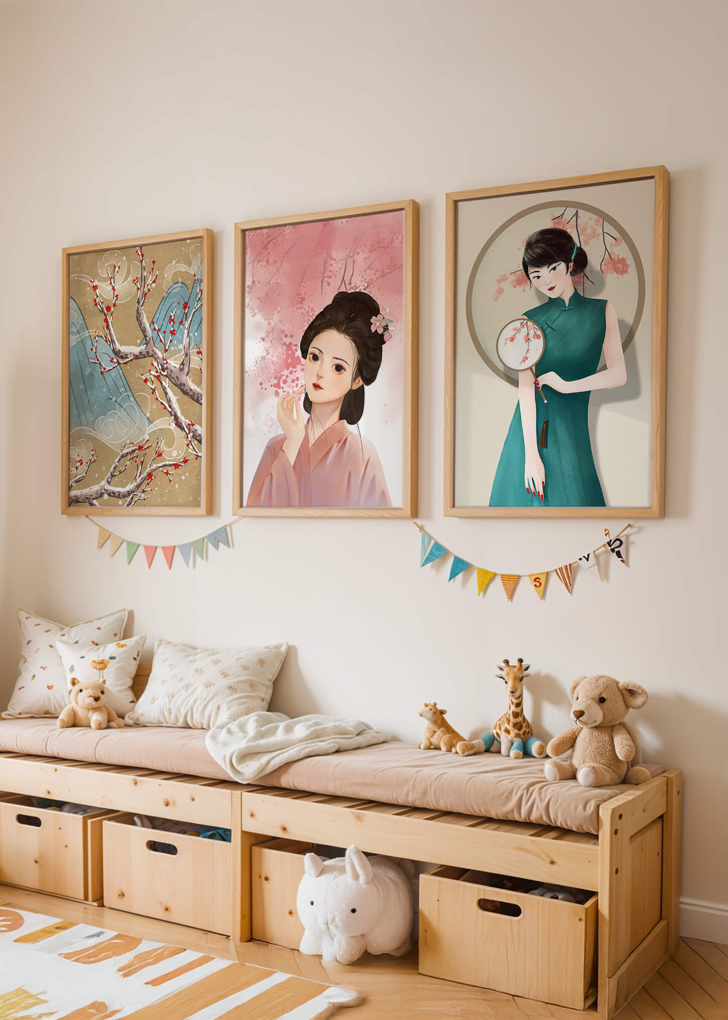 Elegante Arte Asiático en Estilo Moderno