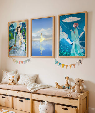 Décoration artistique de style oriental avec trois œuvres