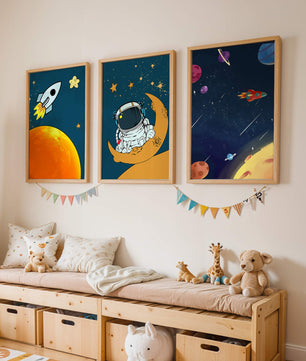 Ensemble d’images d’espace avec astronaute et fusée