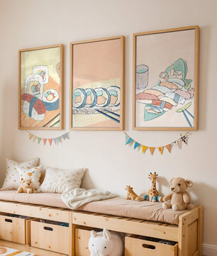 Ensemble d'art de sushi au design minimaliste dans un style aquarelle