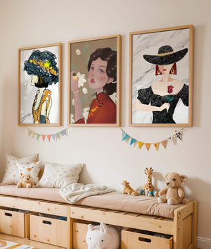 Set de Arte con Retratos de Mujeres en Estilo Clásico y Moderno