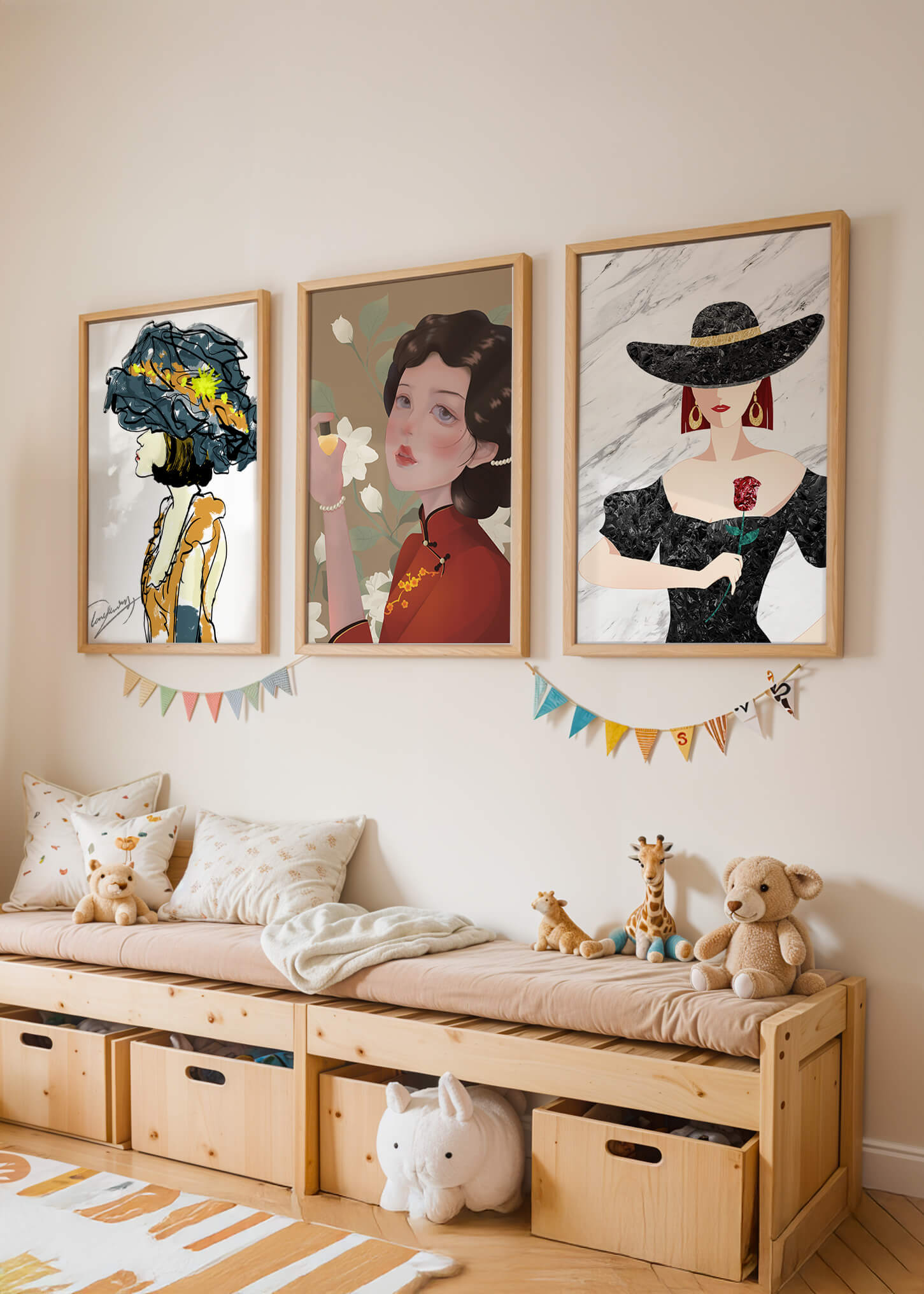 Set de Arte con Retratos de Mujeres en Estilo Clásico y Moderno