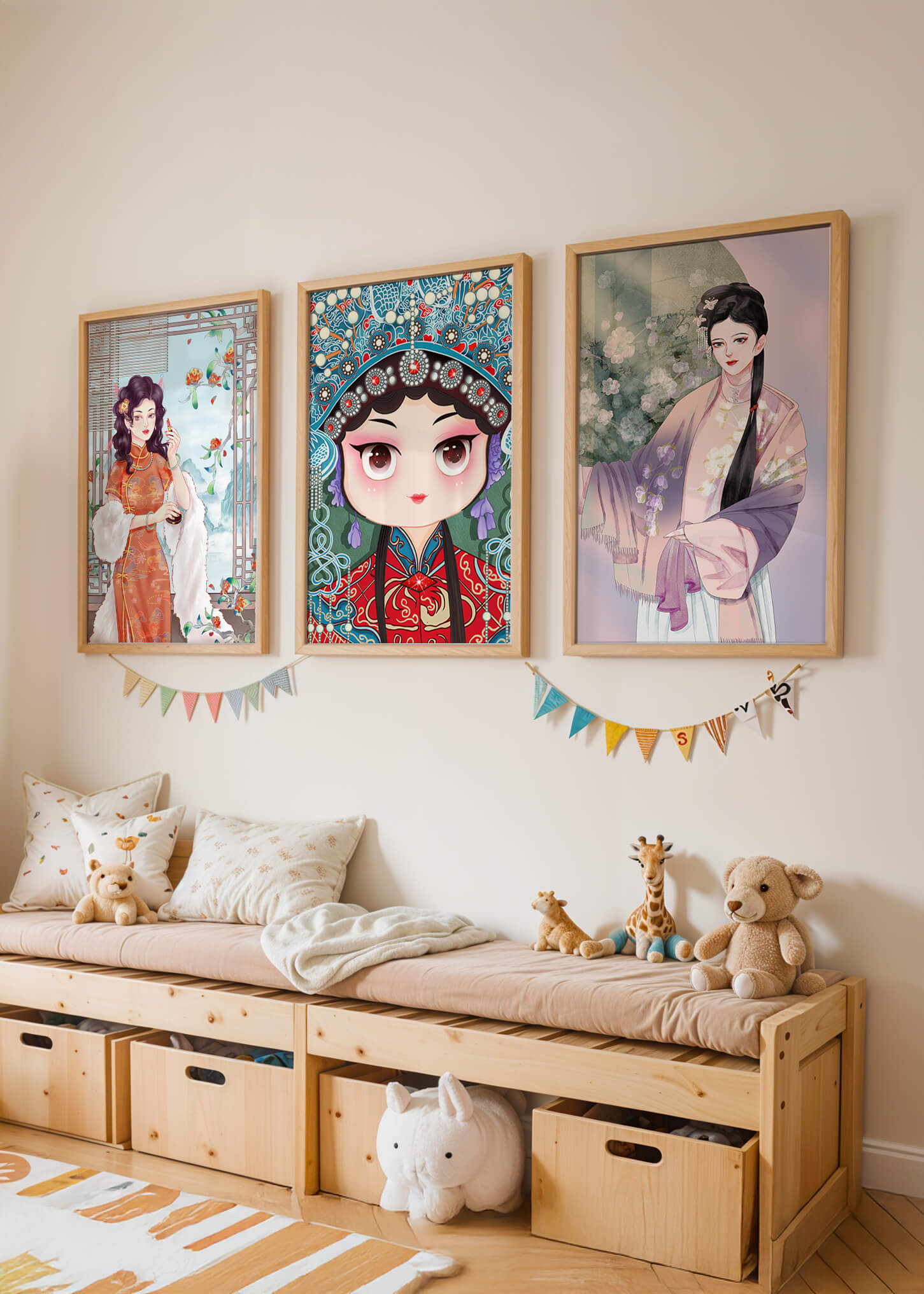 Élégantes illustrations de femmes en style oriental avec impression de haute qualité