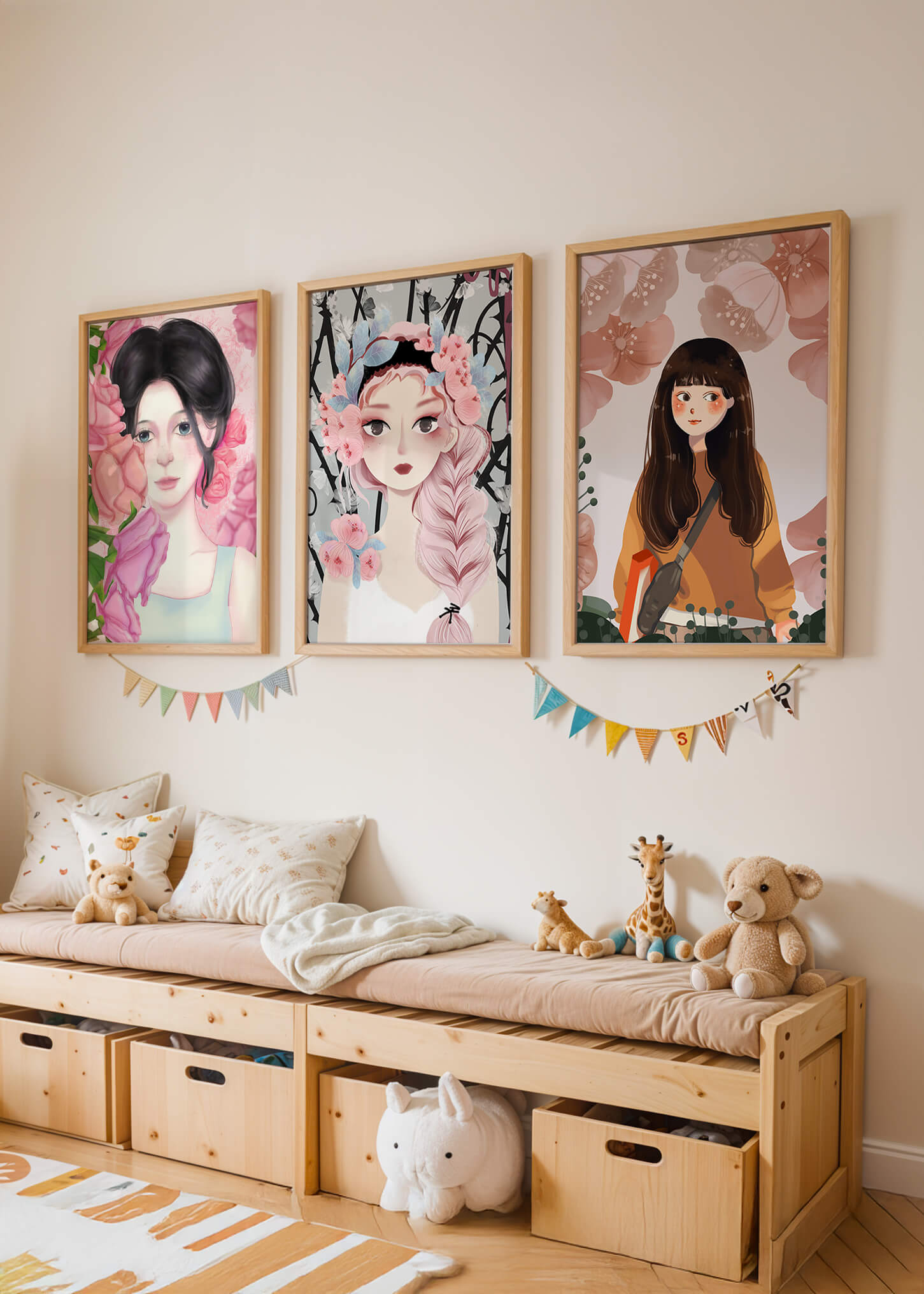 Illustrations artistiques de femmes avec des fleurs et inspiration botanique