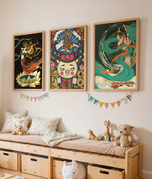 Ensemble d'art asiatique avec motifs traditionnels