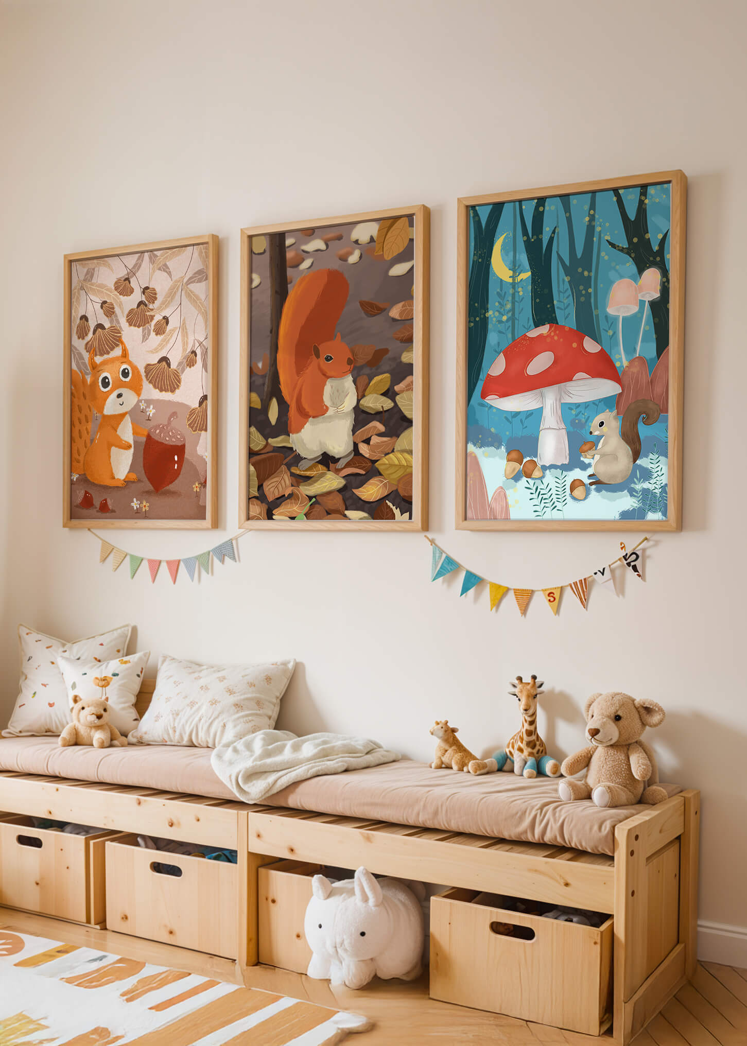 Ilustraciones De Animales En Un Bosque Otoñal