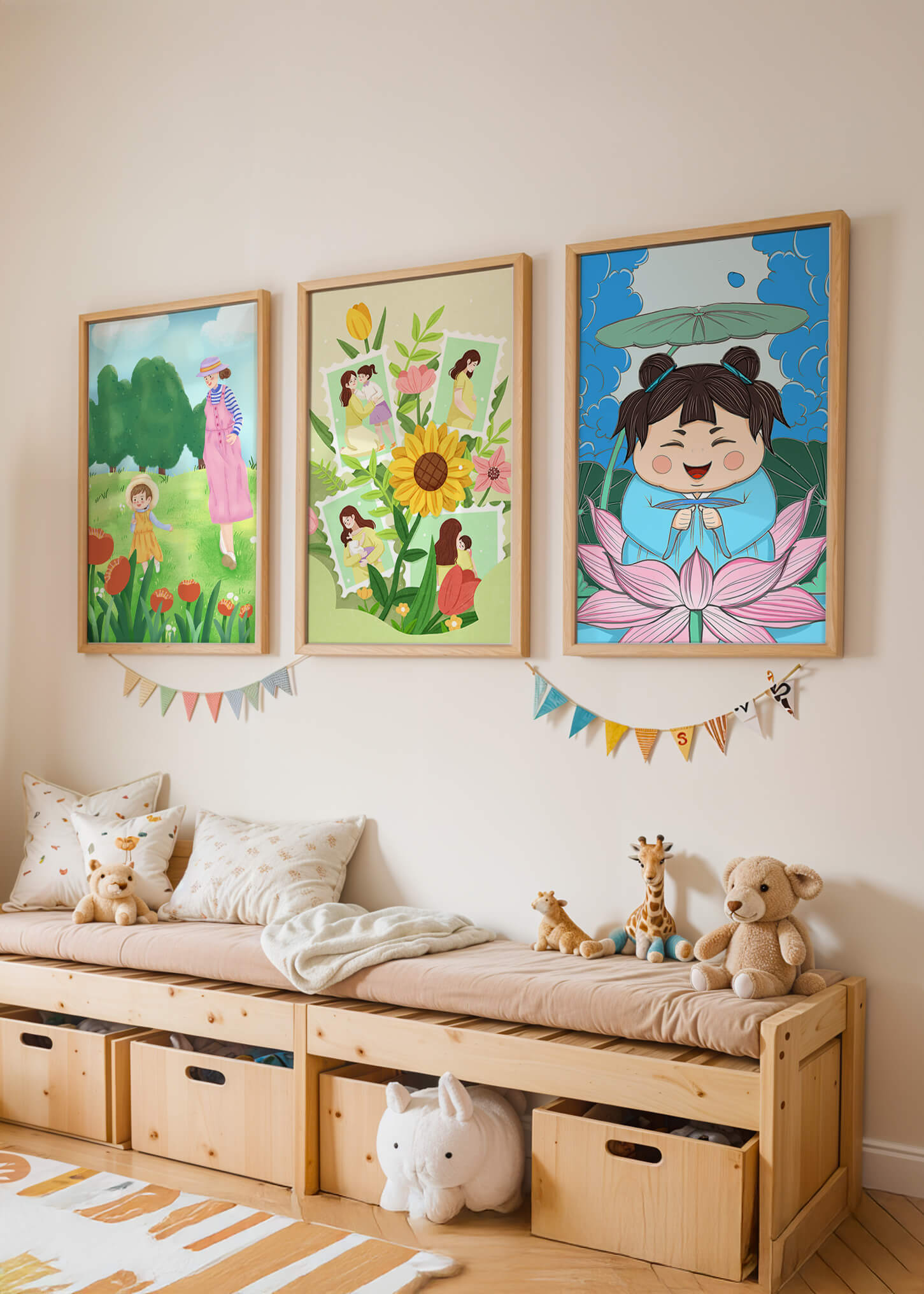 Ensemble d’illustrations modernes au style enfantin