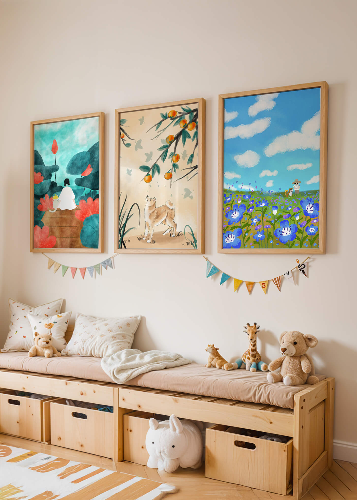 Conjunto de Pinturas Artísticas con Elementos Naturales y Animales