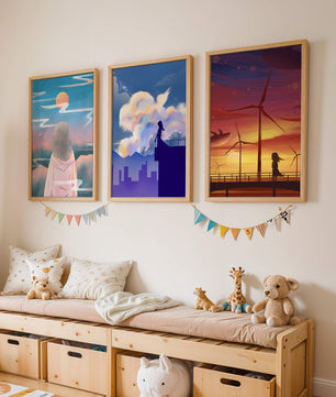 Zeitgenössische Kunst: Minimalistisches Triptychon mit Landschaften