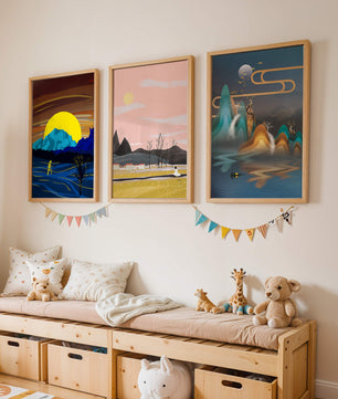Tríptico de Paisajes Contemporáneos en Colores Vibrantes