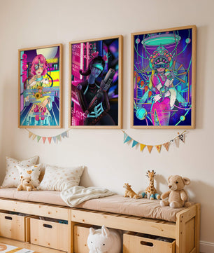 Ensemble d'affiches avec art de style cybernétique