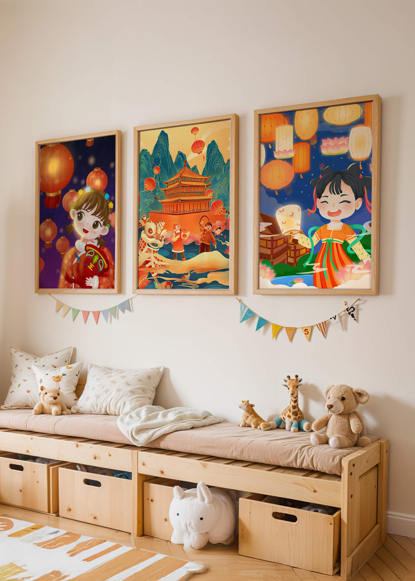 Ensemble d'art de célébration culturelle dans un style illustratif