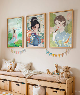 Décoration murale avec art asiatique de femmes élégantes
