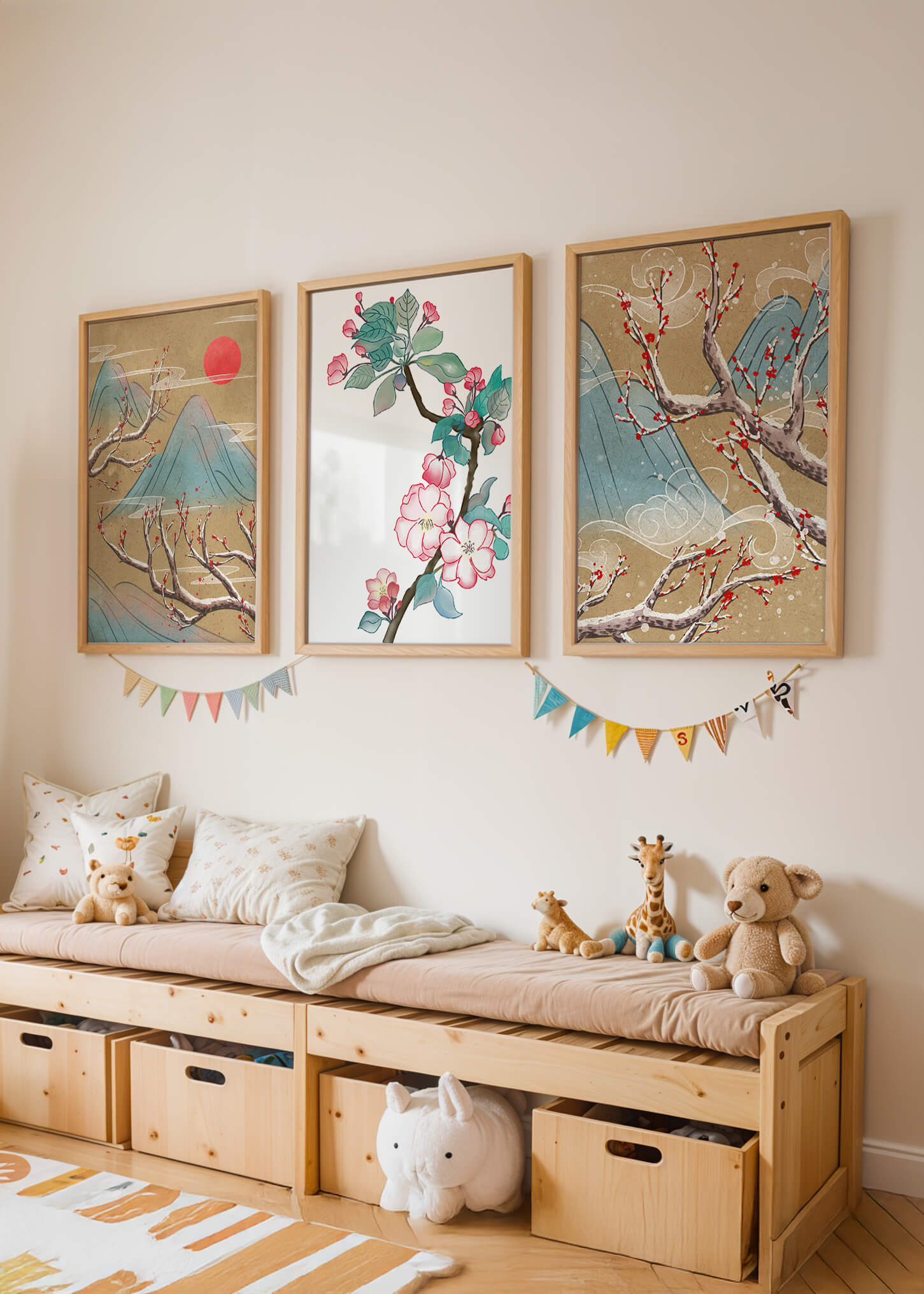 Blumige und landschaftliche Aquarellkunst