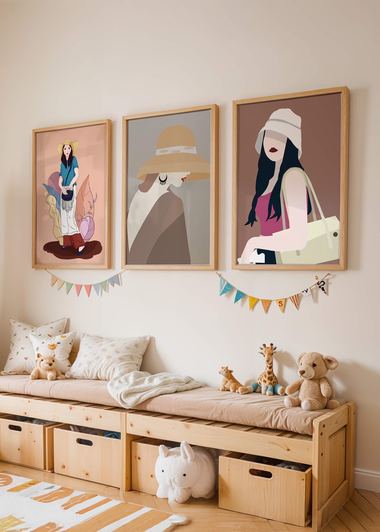 Retratos Modernos de Mujeres con Sombreros en Estilo Vectorial