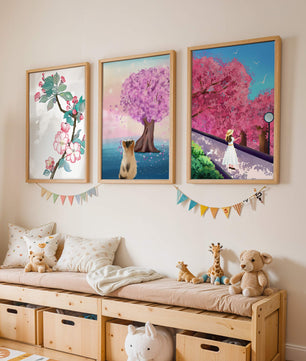 Ensemble d'Impressions Artistiques avec Arbres en Fleurs