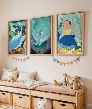 Tableau pour Enfants d’Aventures Sous-Marines avec Animaux Marins