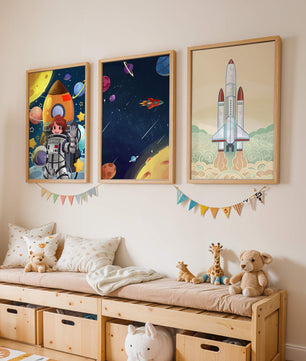 Astronautes et vaisseaux spatiaux dans des illustrations modernes