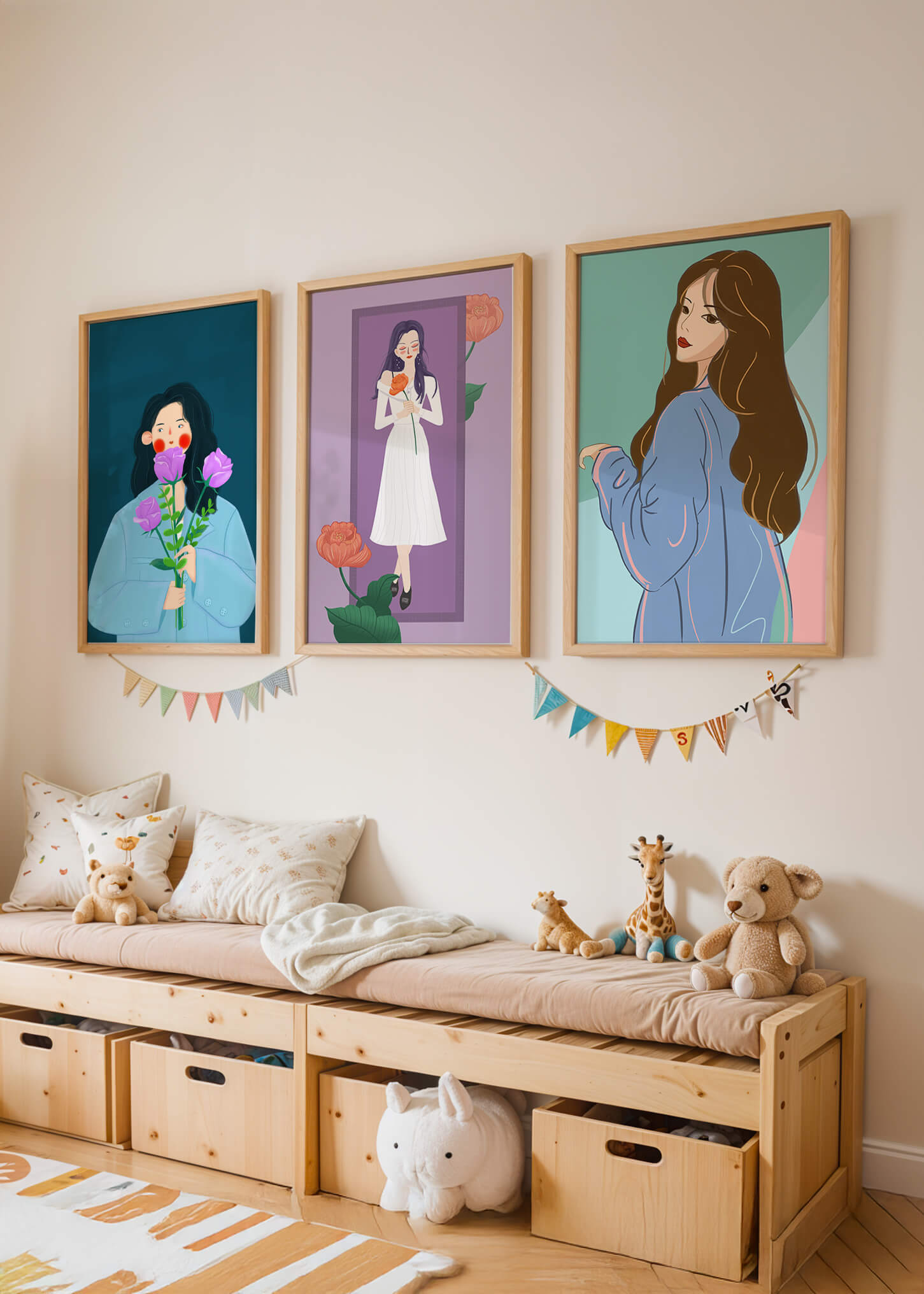 Ilustraciones Modernas De Mujeres Con Flores