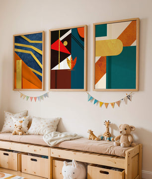 Ensemble d’art abstrait coloré avec des éléments dorés