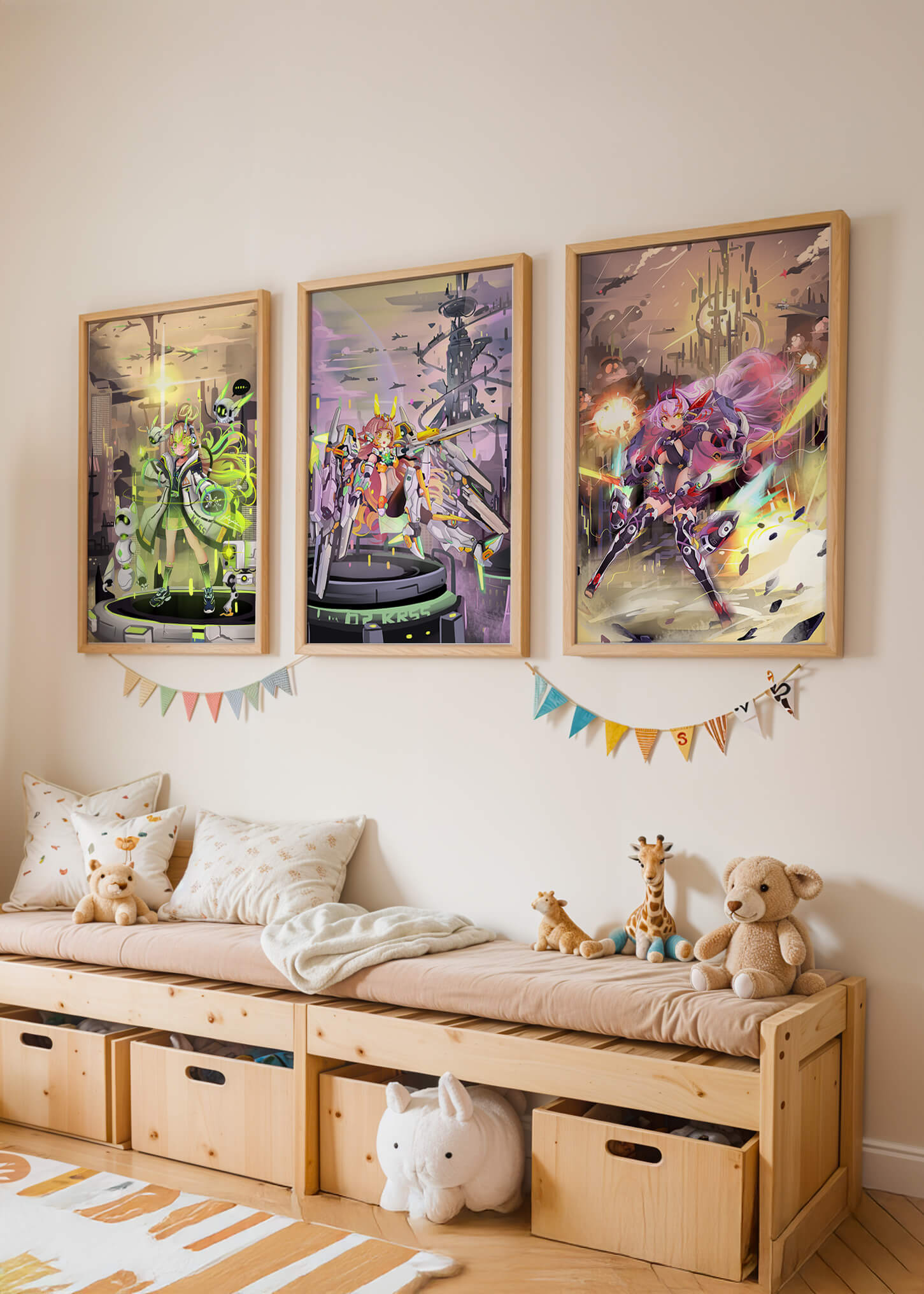 Impressions artistiques de personnages dans le style cyberpunk