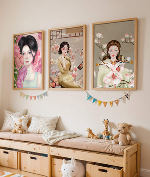 Arte Moderno de Mujeres Asiáticas en Decoración de Pared