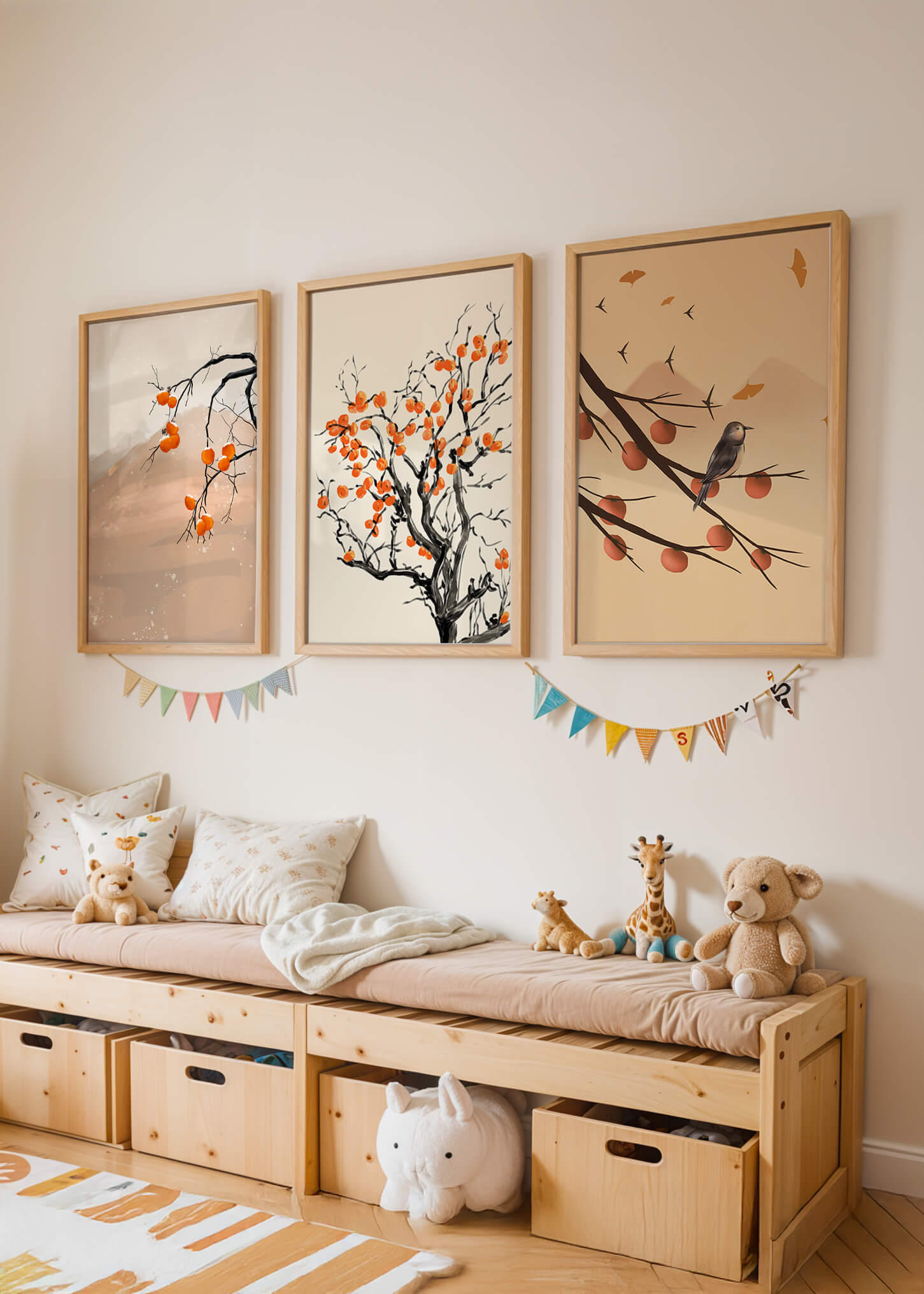 Conjunto de Arte Decorativo con Motivos de Naturaleza y Frutas de Otoño