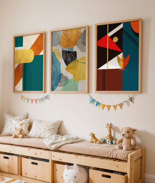 Art abstrait moderne avec des éléments géométriques et des détails dorés