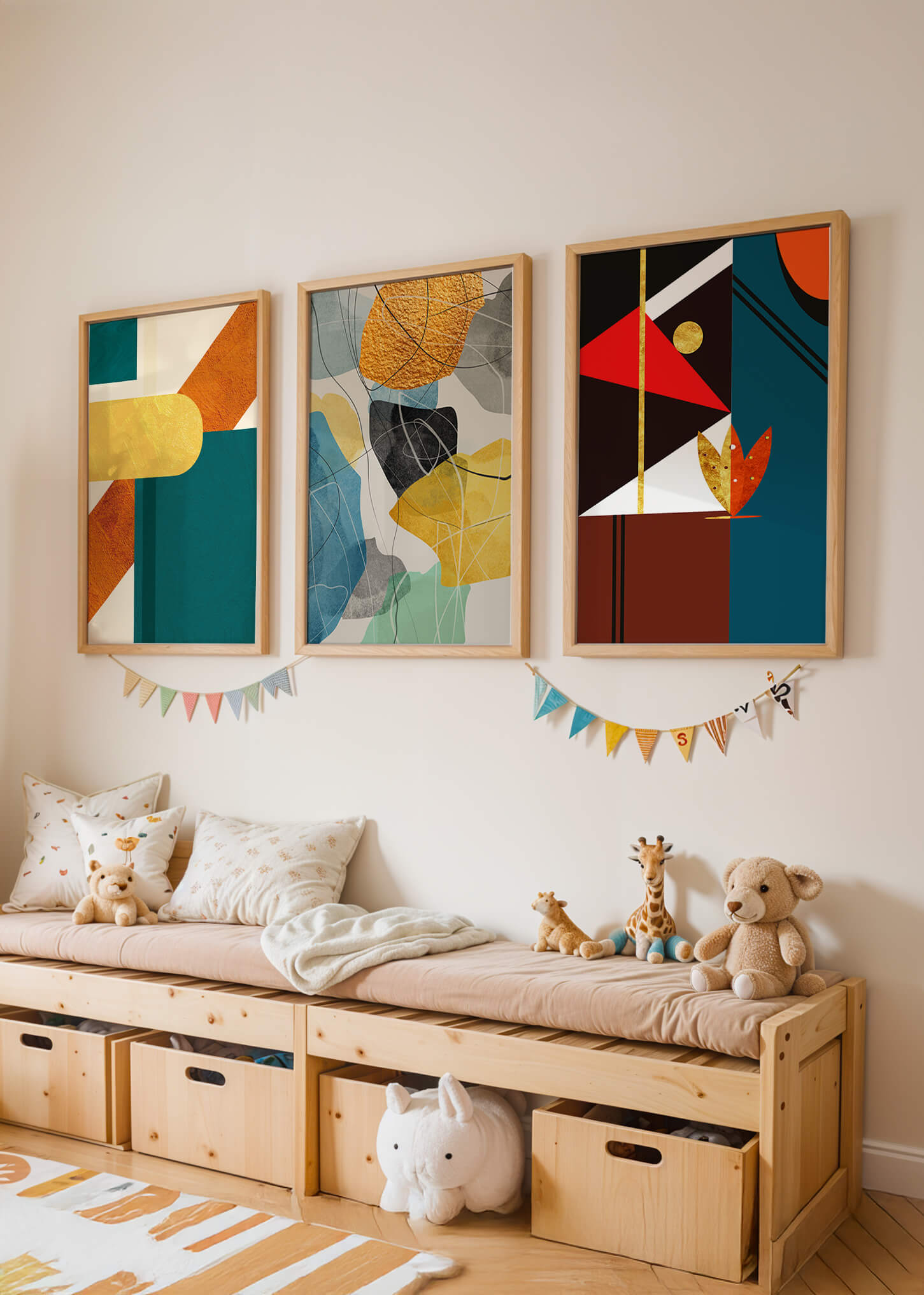 Arte Abstracto Moderno Con Elementos Geométricos Y Detalles Dorados