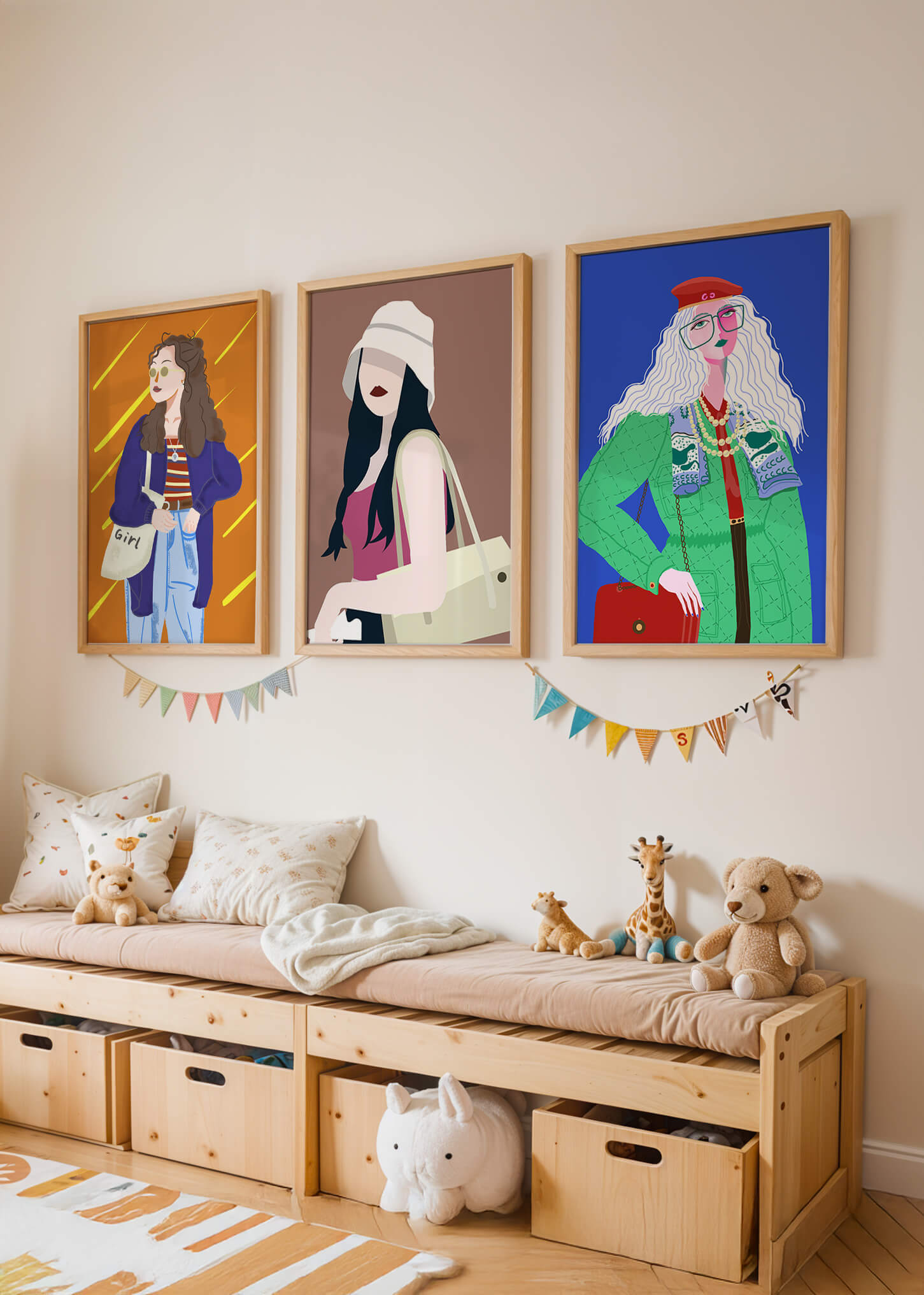 Conjunto de Retratos Modernos de Mujeres con Estilo en Arte Digital