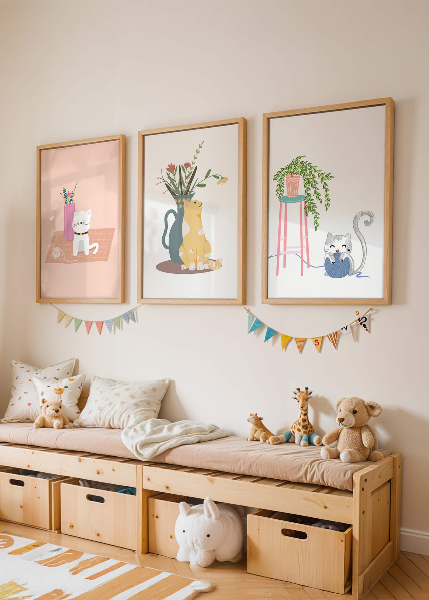 Imágenes Decorativas de Gatos y Plantas en Interiores Modernos