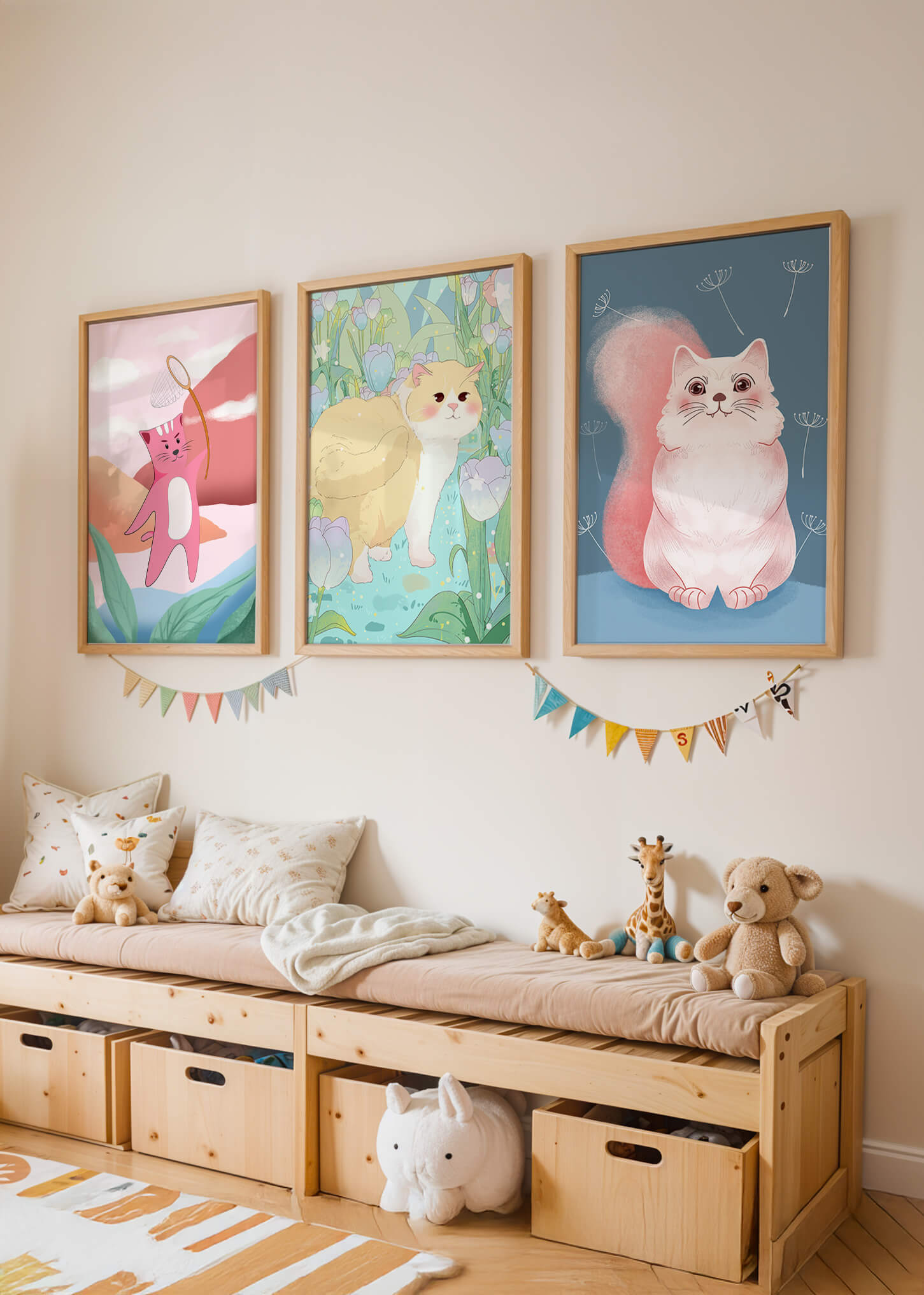Ensemble d’illustrations de chats dans un style artistique moderne