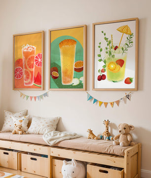 Set moderner tropischer Getränke-Kunstwerke im illustrativen Stil