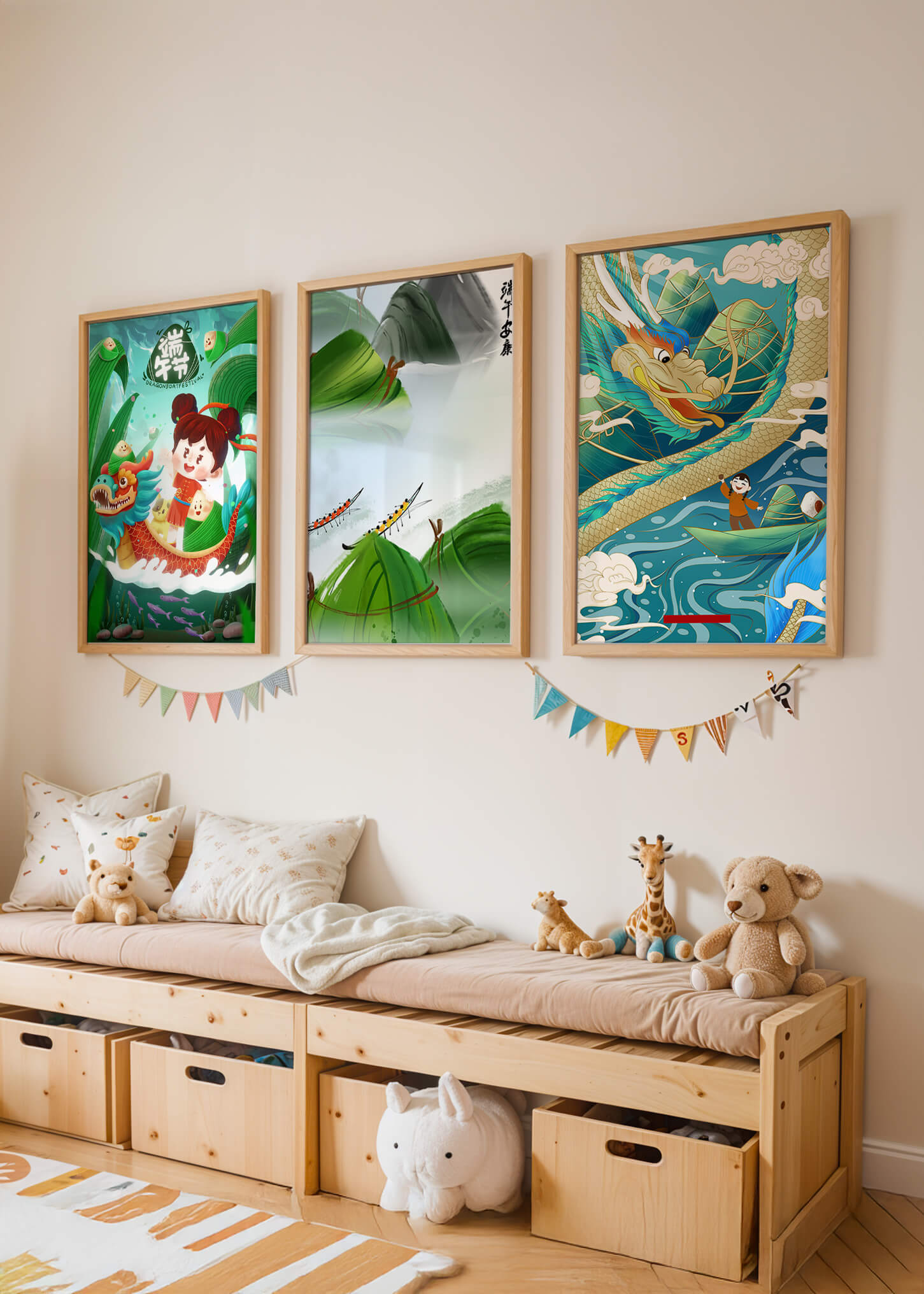 Imprimés thématiques avec des motifs de dragons et de nature