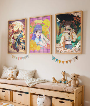 Ensemble d'illustrations d'anime aux designs joyeux et colorés