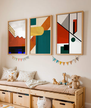 Ensemble d'art abstrait moderne avec des motifs géométriques sans cadre