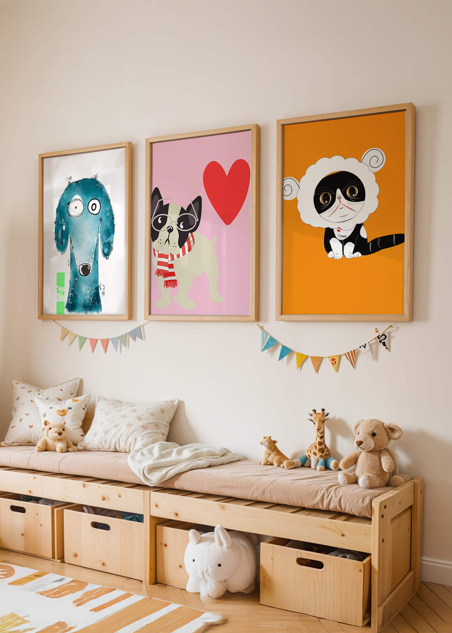 Illustrations d’animaux en couleurs pastel