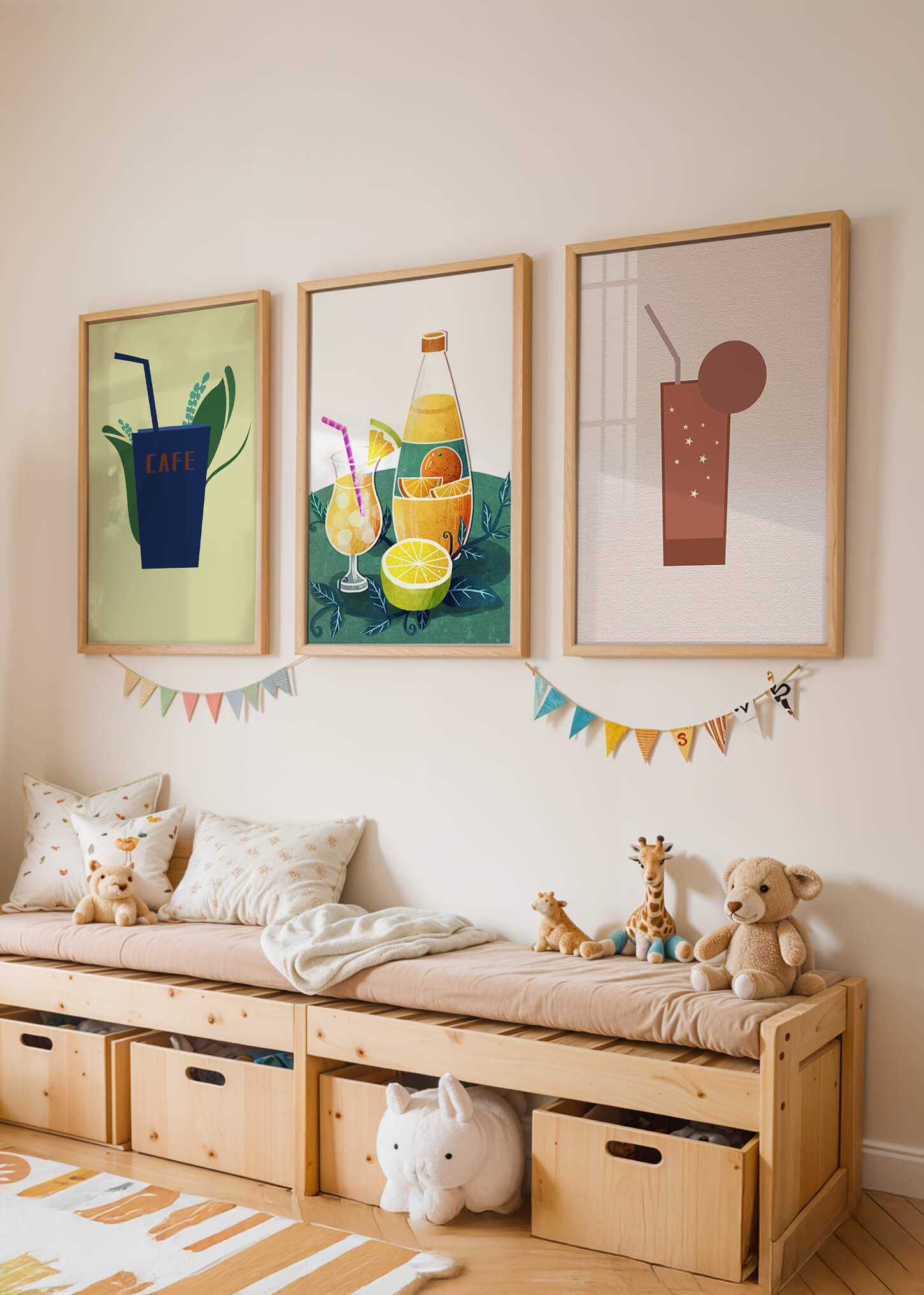 Imágenes Minimalistas de Bebidas Exhibidas en Interiores