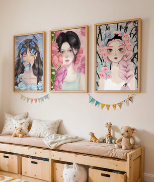 Arte De Mujeres Con Flores En Lienzos De Alta Calidad