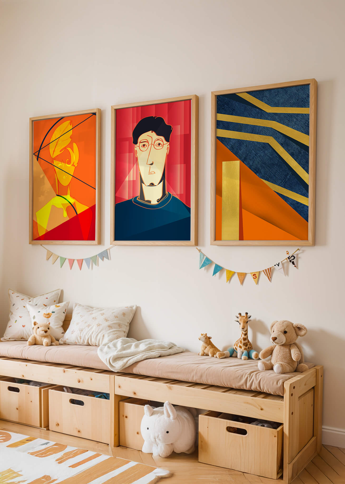 Impressions artistiques modernes avec un design abstrait et des détails géométriques