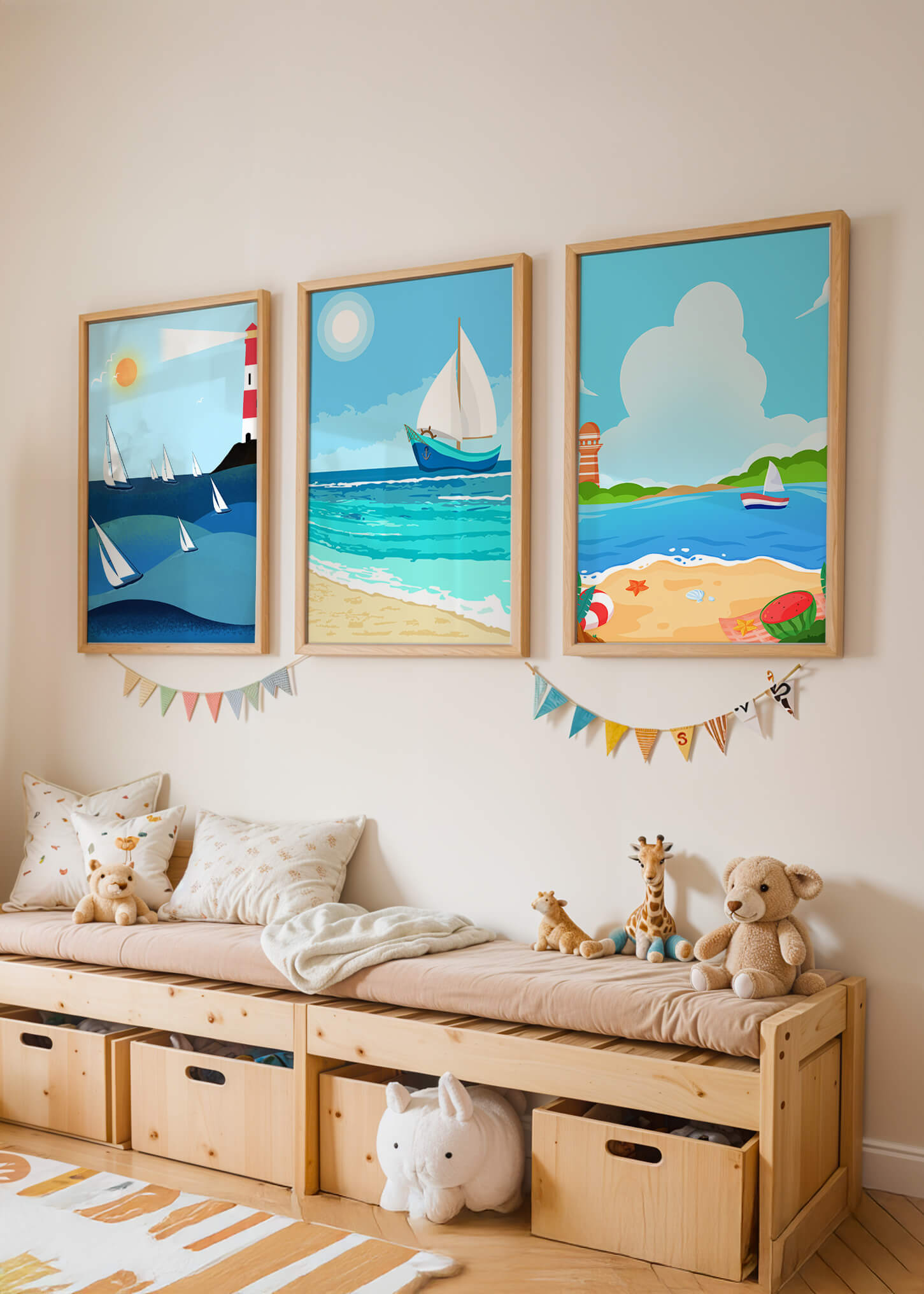 Conjunto De Ilustraciones Náuticas En Estilo Minimalista