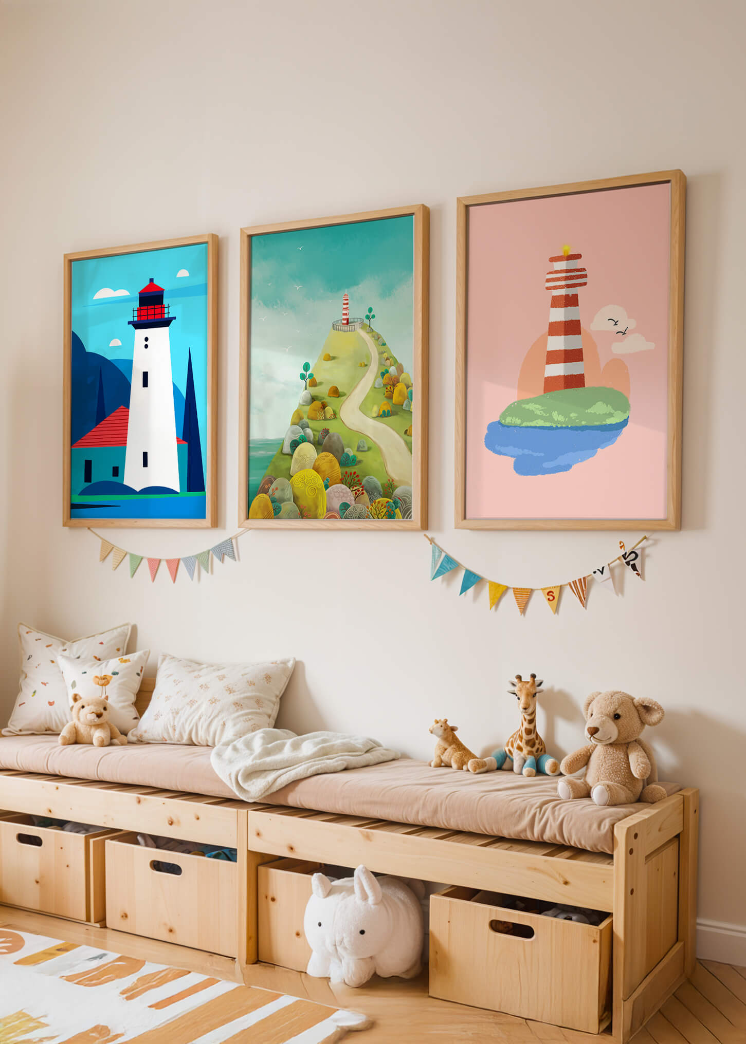 Conjunto de Impresiones de Arte con Motivos de Faros Sin Marco