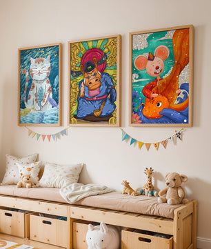 Ensemble d'illustrations d'animaux au style fantastique