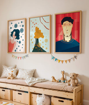 Triptyque d'art moderne avec impressions originales colorées