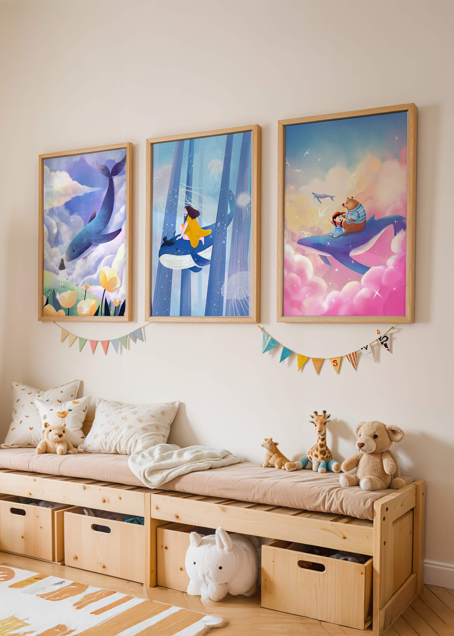 Images illustratives avec des animaux marins et des figures humaines