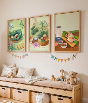Tableaux d'art inspirés de la culture orientale avec des motifs de nourriture et de nature