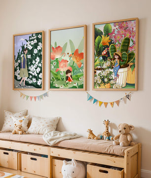 Triptyque d’Illustrations Florales et de Personnages