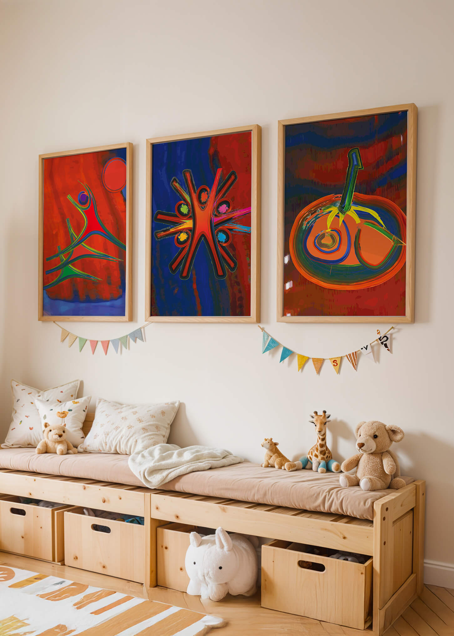 Pinturas Abstractas Coloridas en Estilo Moderno Sin Marco