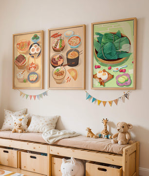 Illustrations de plats orientaux dans un style contemporain
